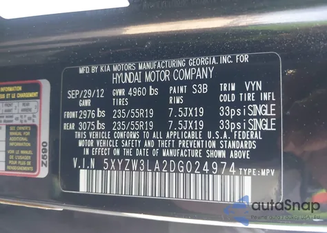 2013 Hyundai Santa Fe Sport 2.0T из США, поврежденный, VIN 5XYZW3LA2DG024974